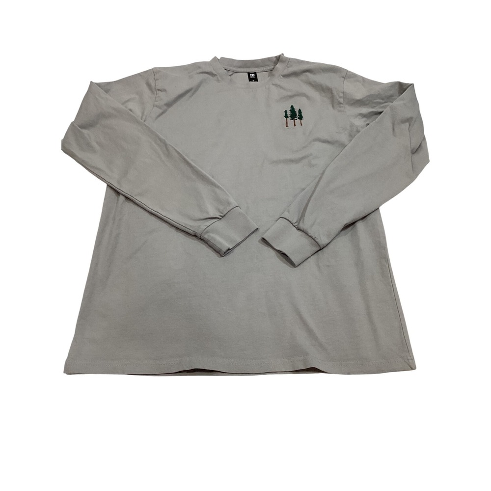 Ascolour Classic Graphic Long Sleeve Tee Trees Embroidered Grey‎ Size Med. (918)